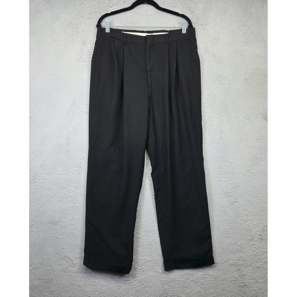 Pendleton Dress Pants Mens 33x31 Black Pleated Wool Classic Old Money Trousers - Picture 1 of 12